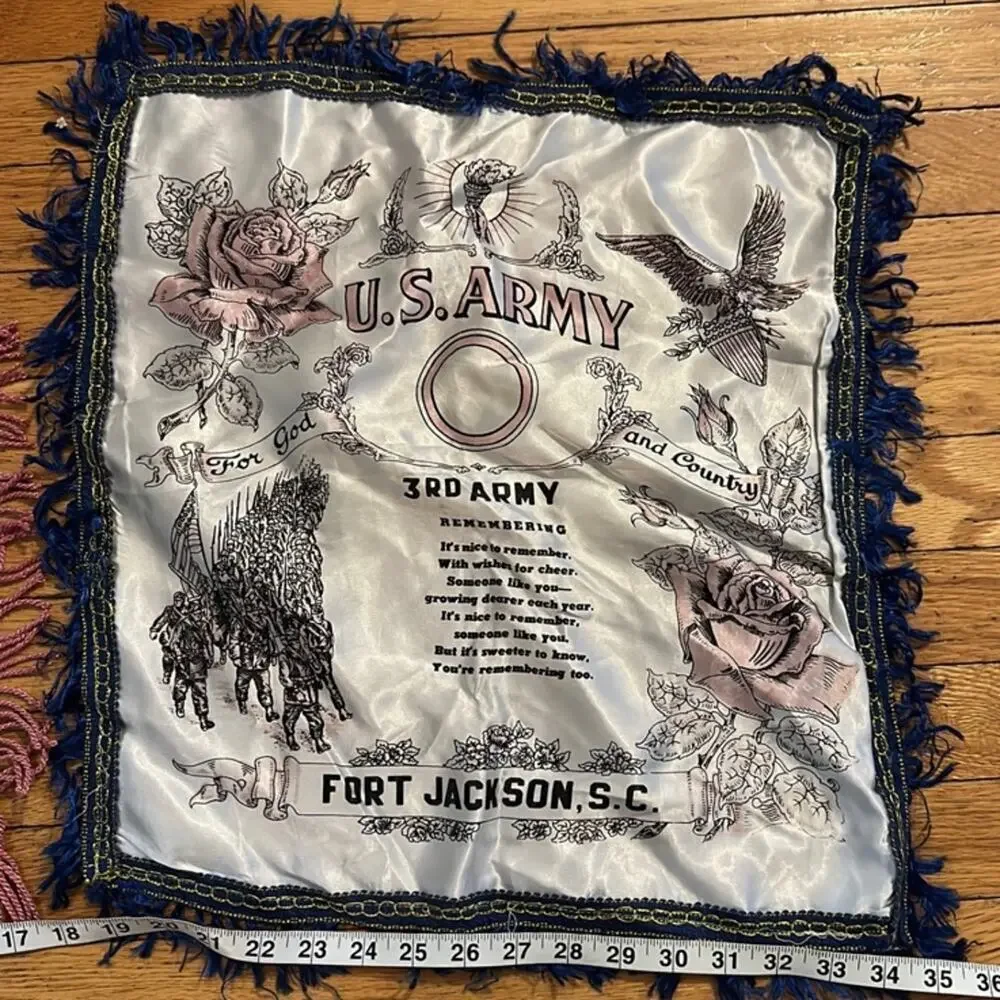 Vintage Army Artillery & Missile Center Silk Pillow Cover Fort Sill, Oklahoma Fo